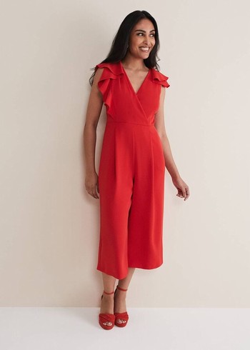 Phase Eight Petite Nicky Ruffle Dress Red Australia | WJ7058632